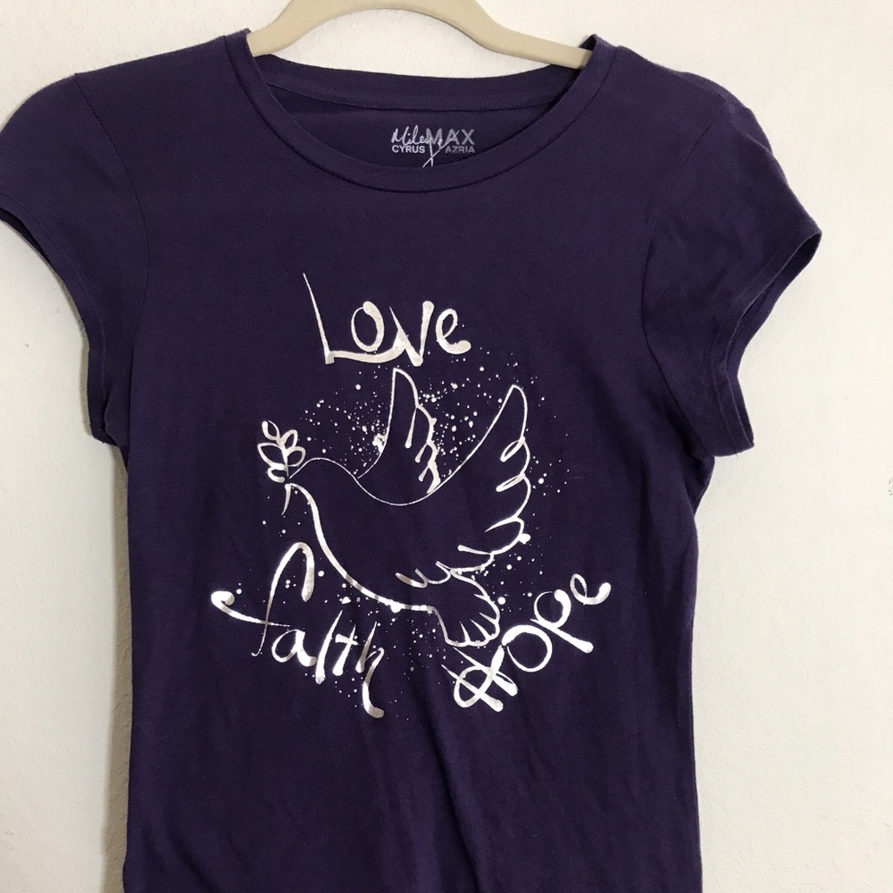 Max Azria Miley Cyrus Purple Graphic Tee Sz M